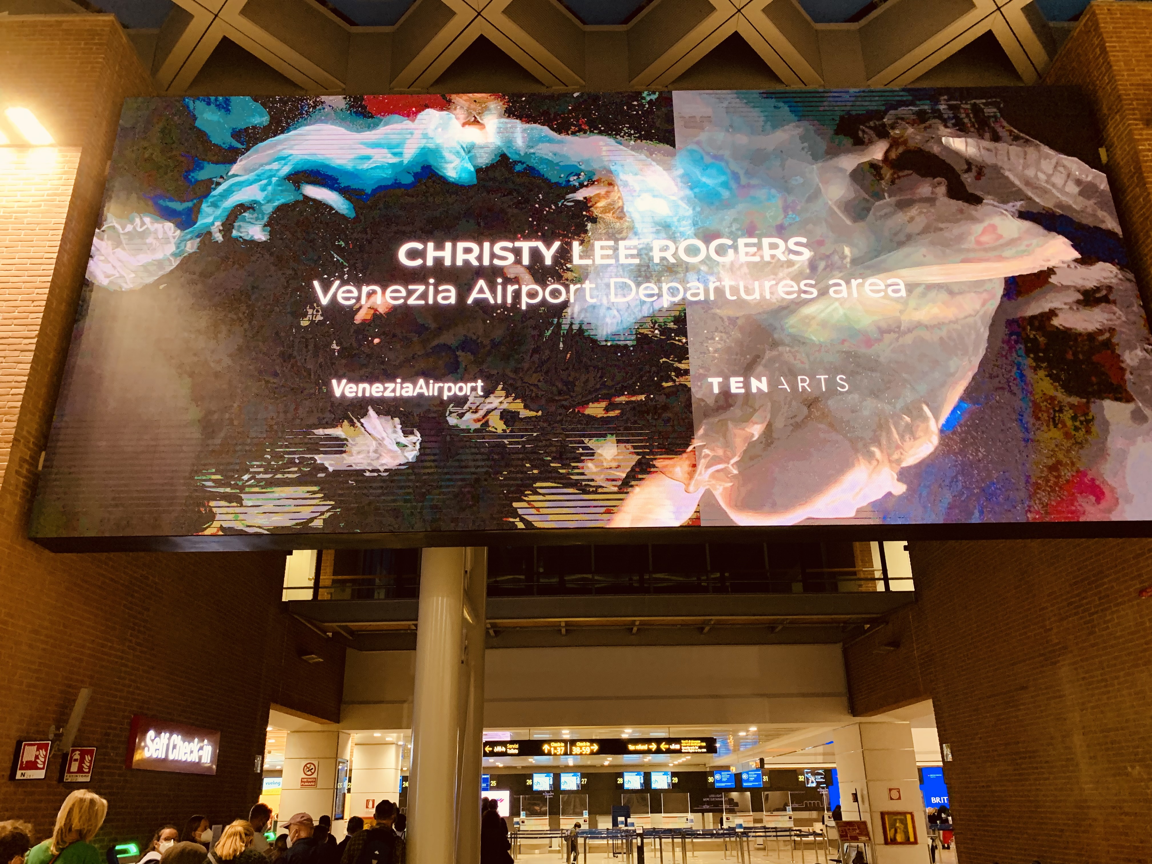 Christy Lee Roger at Marco Polo Airport departure Hall,  during the Venise Art Biennale 2022